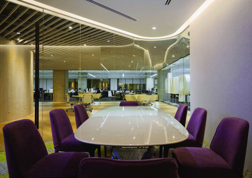 One of the colorful meeting rooms